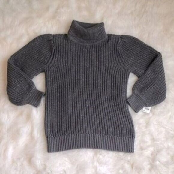 Alfani Pop of Grey Turtleneck Sweater Metallic Long Puff Sleeve Chunky 1X NEW - Picture 1 of 12